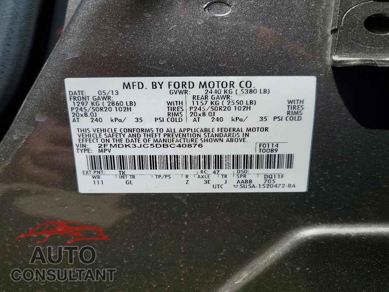 FORD EDGE 2013 - 2FMDK3JC5DBC40876