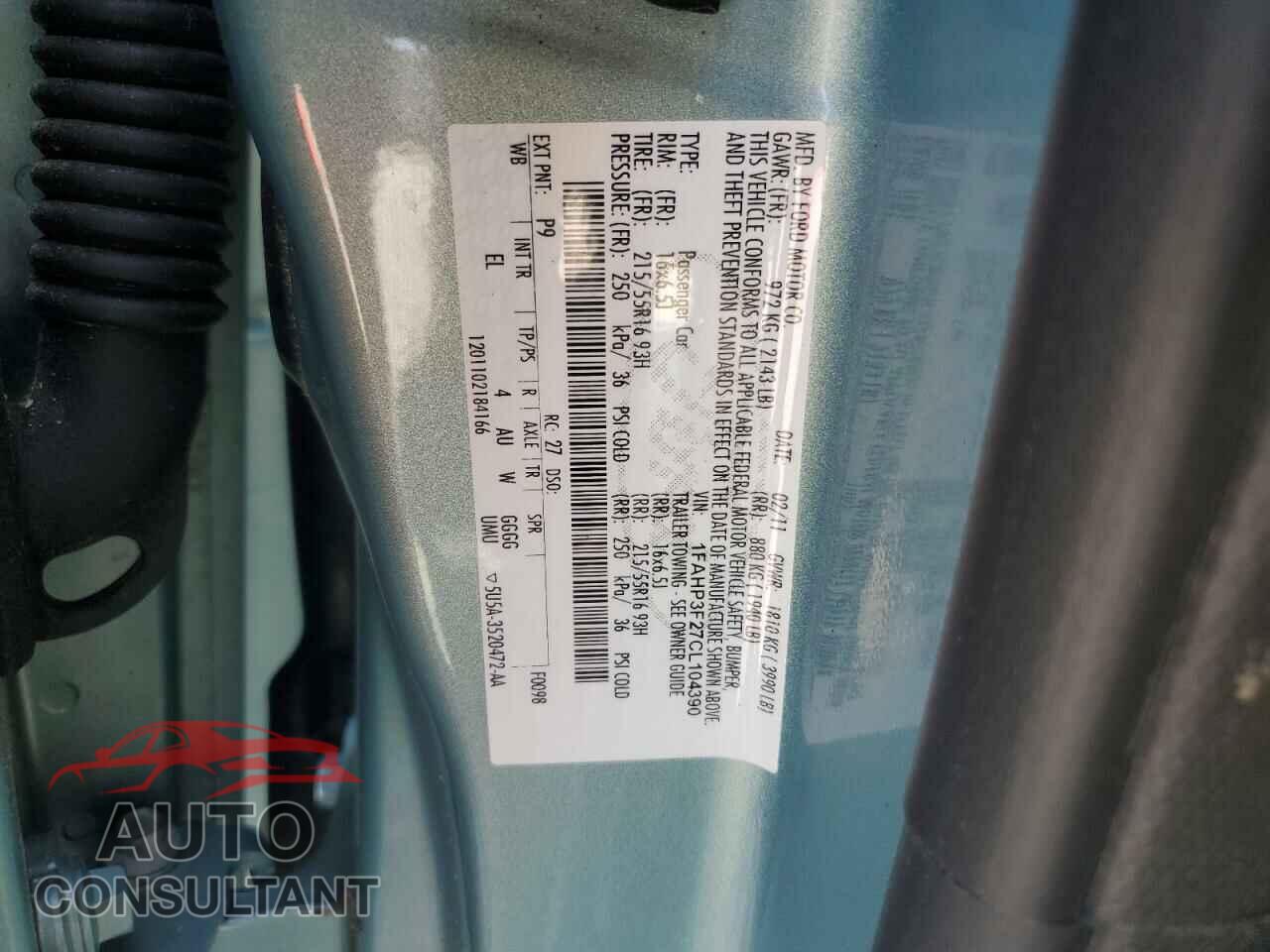 FORD FOCUS 2012 - 1FAHP3F27CL104390