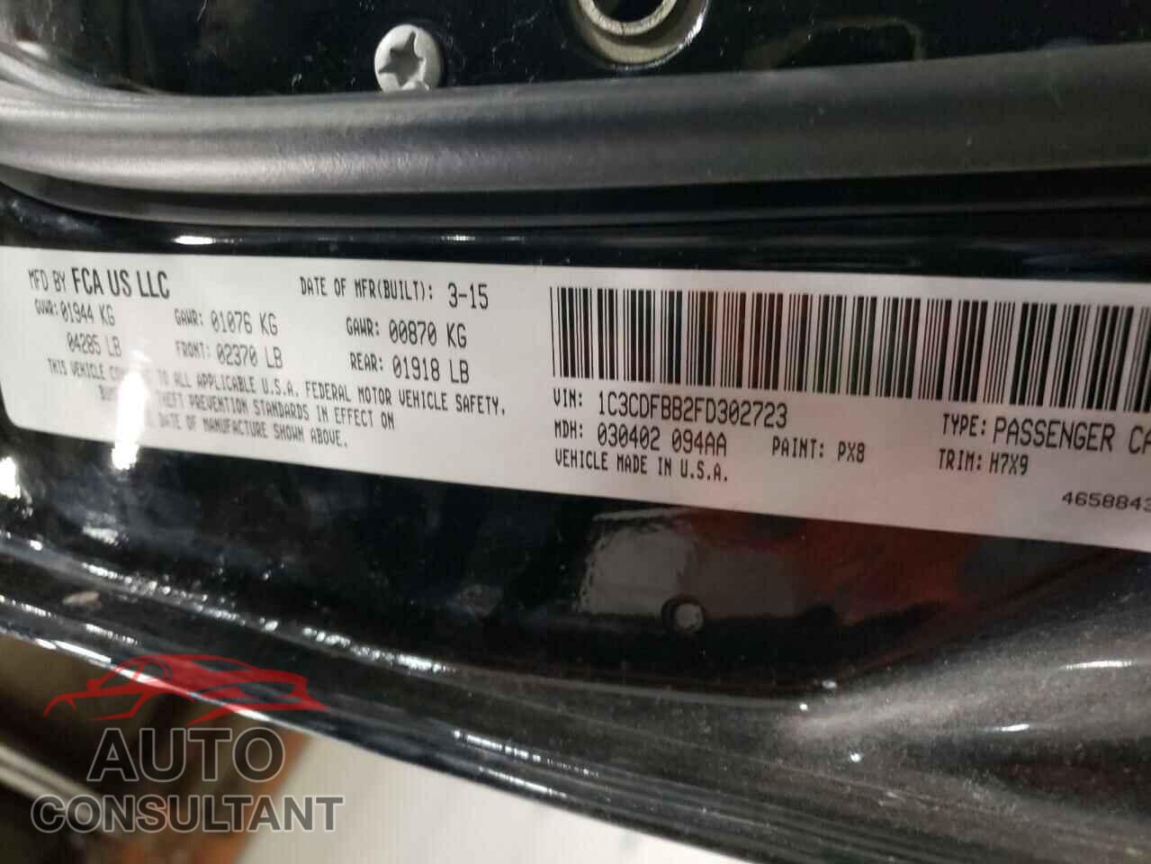 DODGE DART 2015 - 1C3CDFBB2FD302723