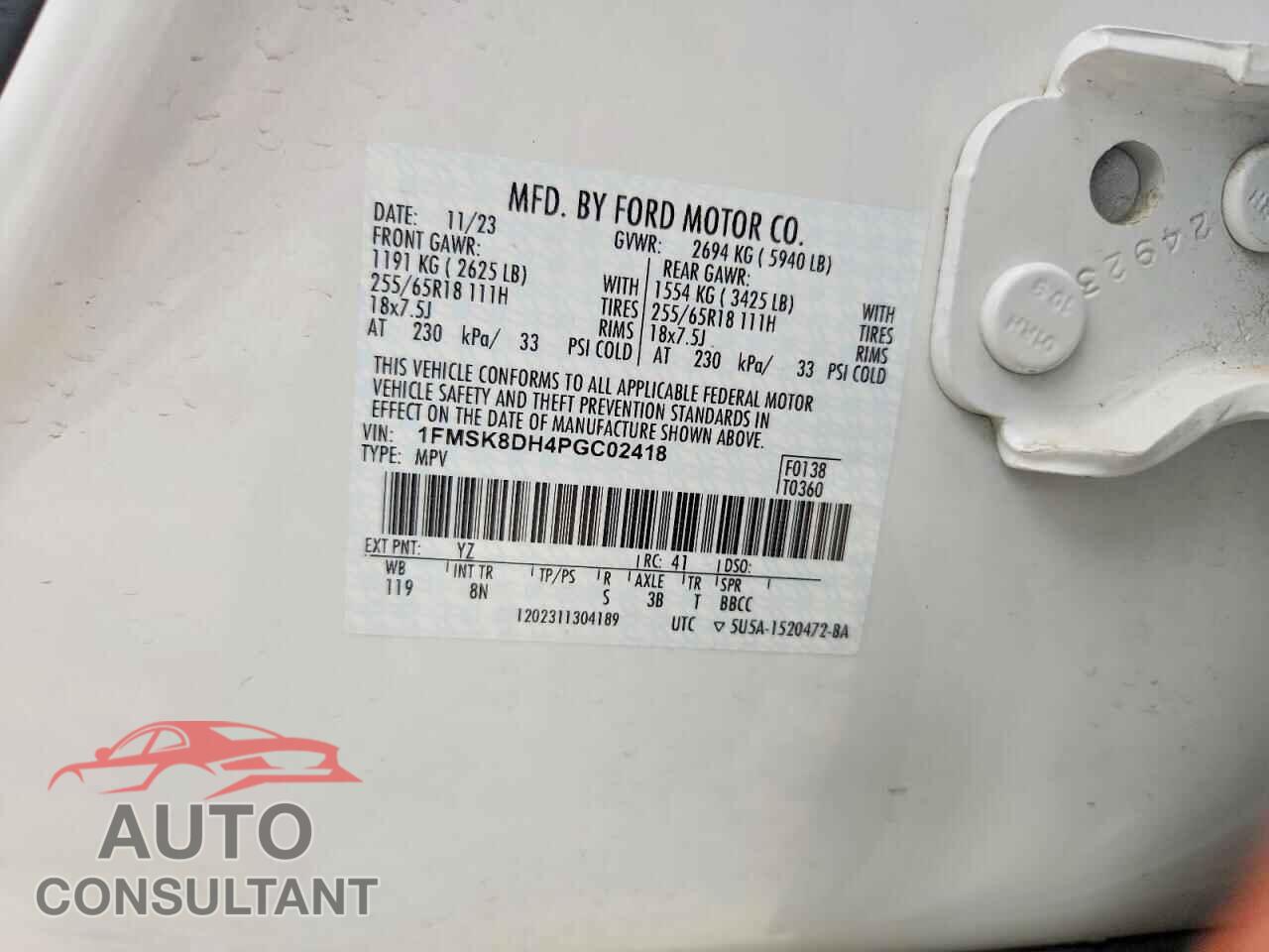 FORD EXPLORER 2023 - 1FMSK8DH4PGC02418