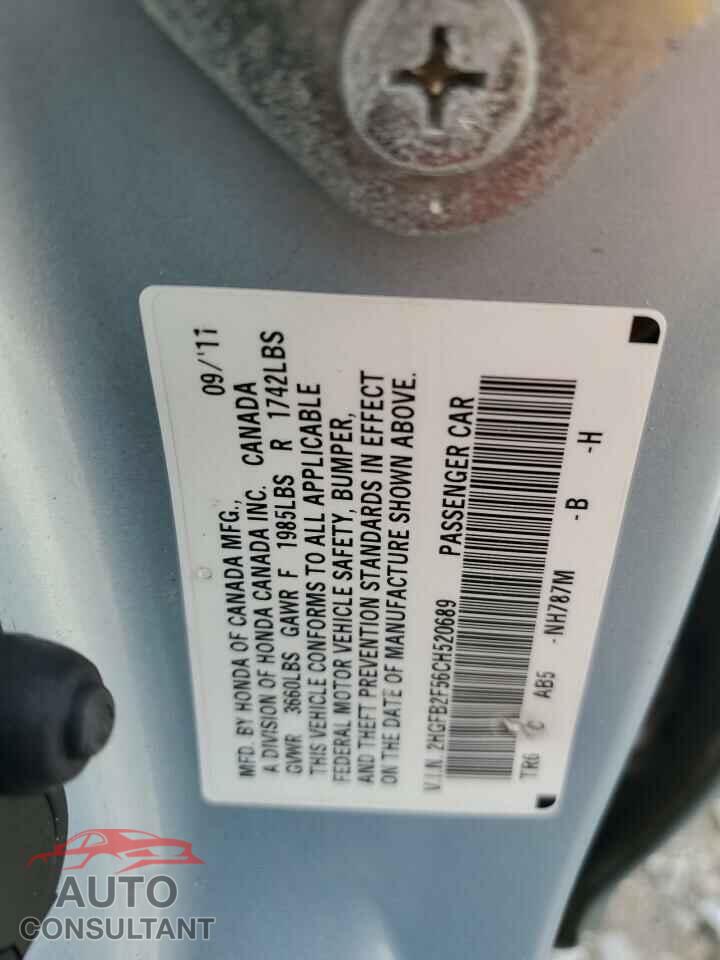 HONDA CIVIC 2012 - 2HGFB2F56CH520689