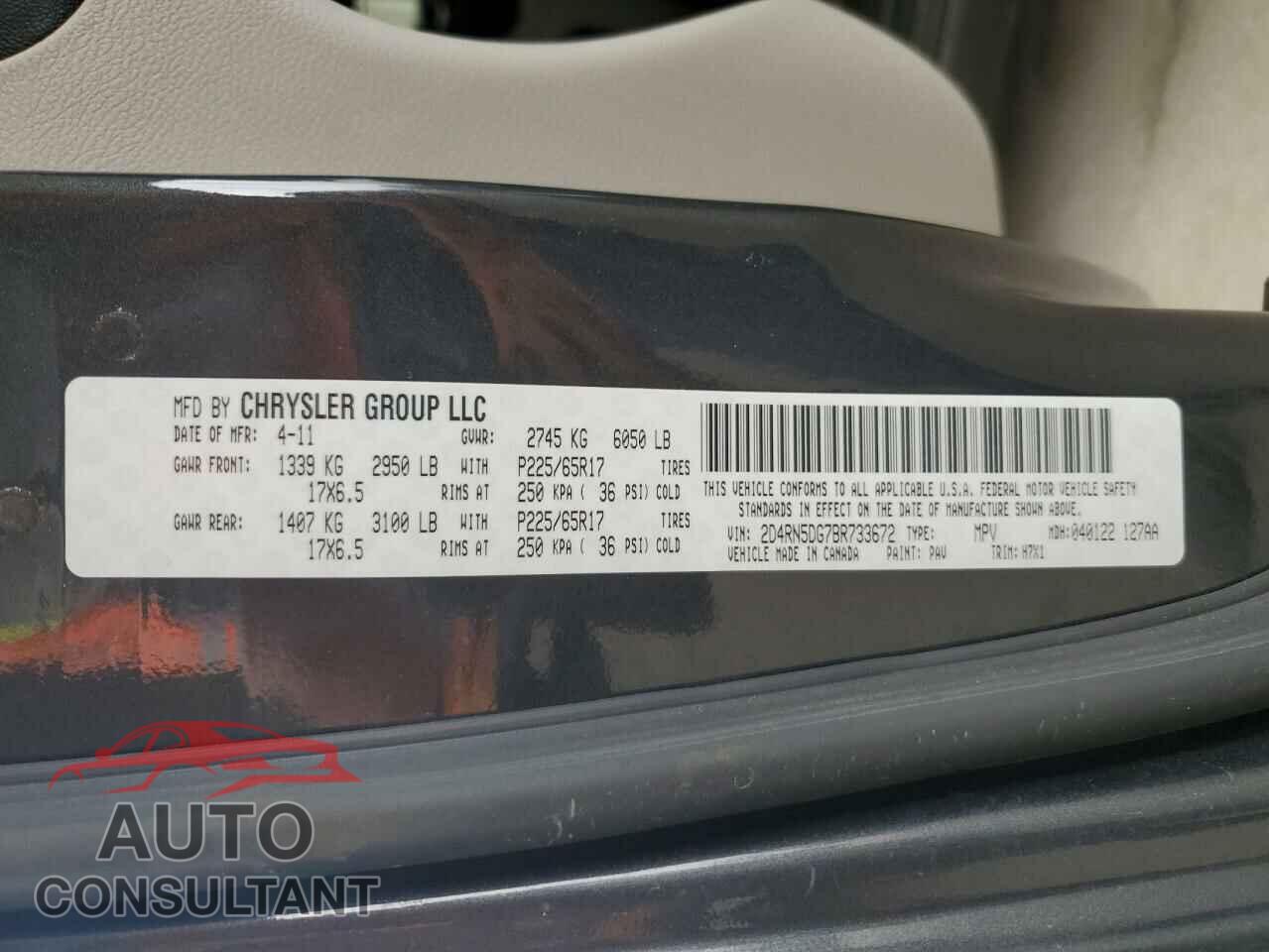 DODGE CARAVAN 2011 - 2D4RN5DG7BR733672