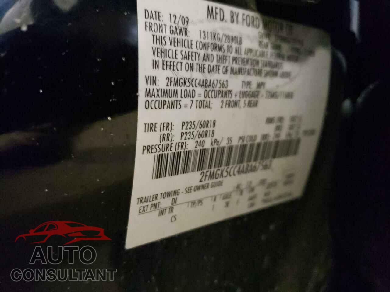 FORD FLEX 2010 - 2FMGK5CC4ABA67563