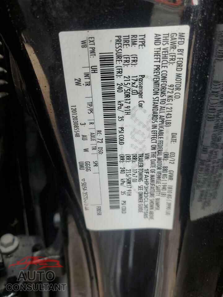 FORD FOCUS 2012 - 1FAHP3H23CL367585