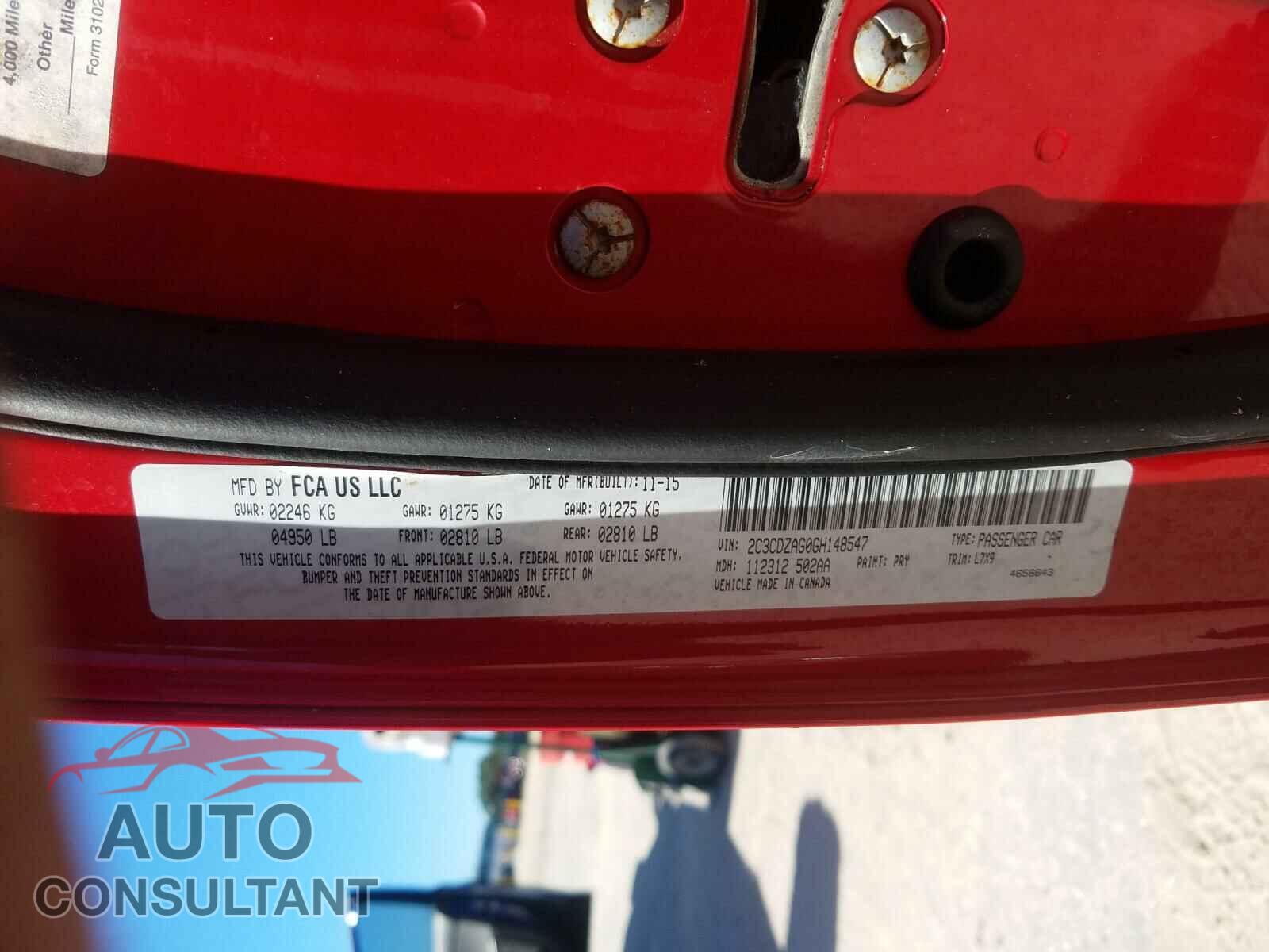 DODGE CHALLENGER 2016 - 2C3CDZAG0GH148547