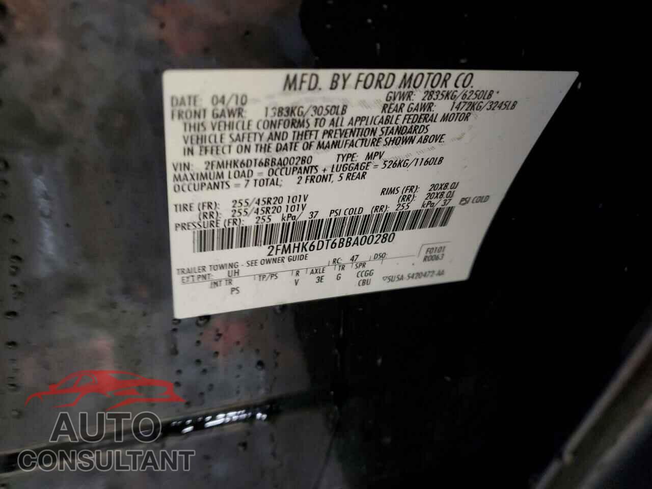 FORD FLEX 2011 - 2FMHK6DT6BBA00280