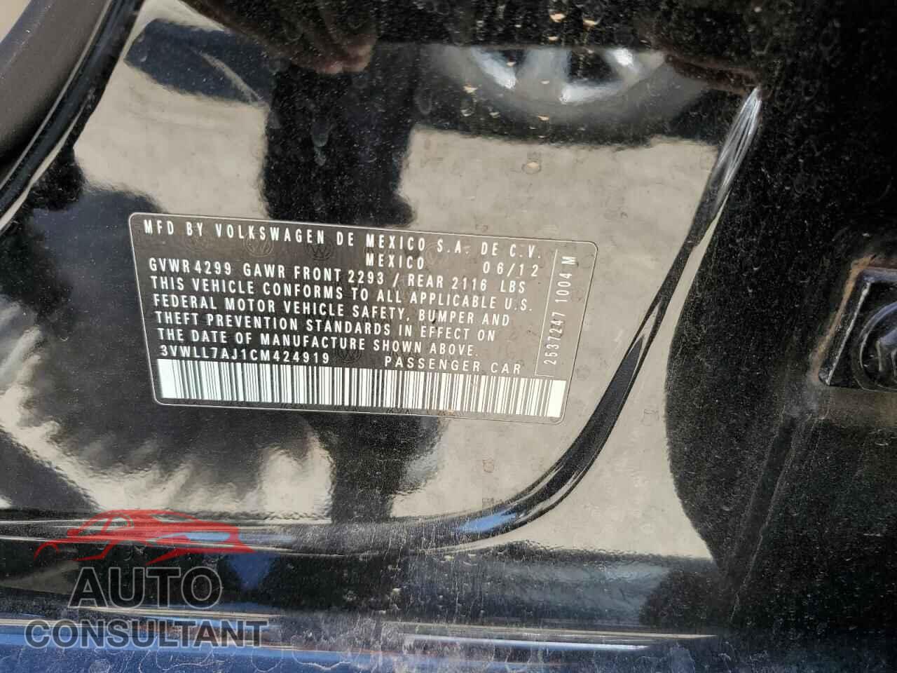 VOLKSWAGEN JETTA 2012 - 3VWLL7AJ1CM424919