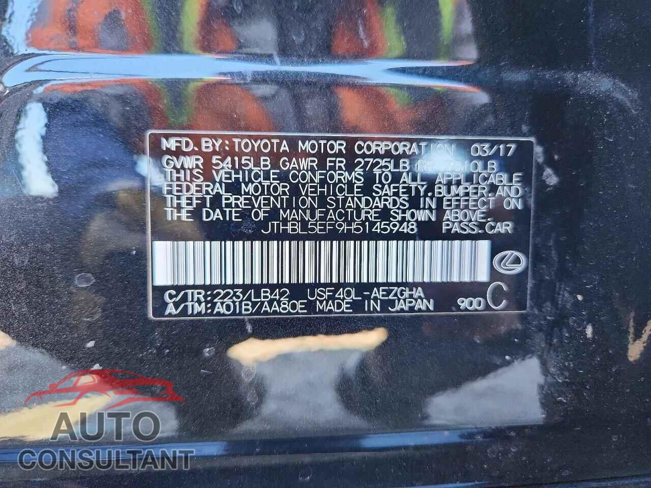 LEXUS LS460 2017 - JTHBL5EF9H5145948