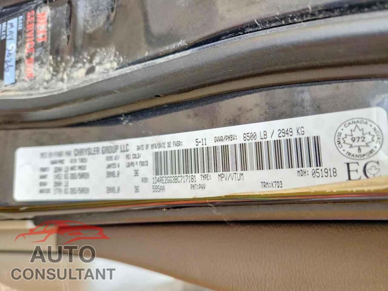 DODGE DURANGO 2011 - 1D4RE2GG3BC717181