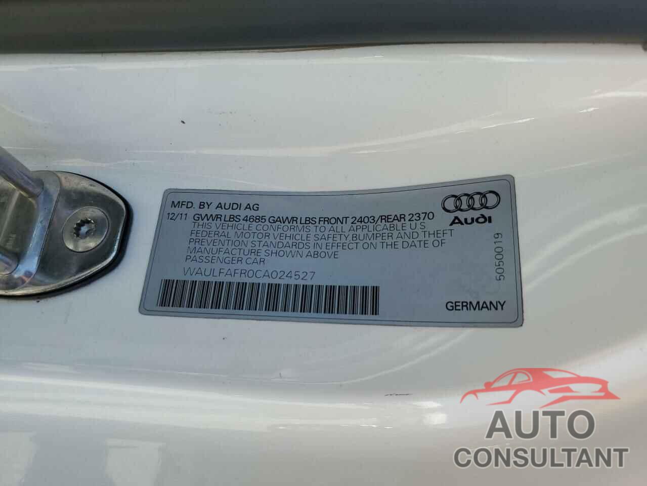 AUDI A5 2012 - WAULFAFR0CA024527