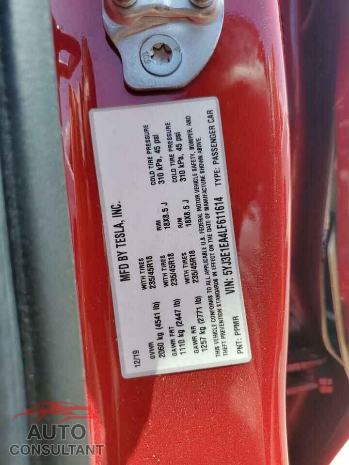 TESLA MODEL 3 2020 - 5YJ3E1EA4LF611614
