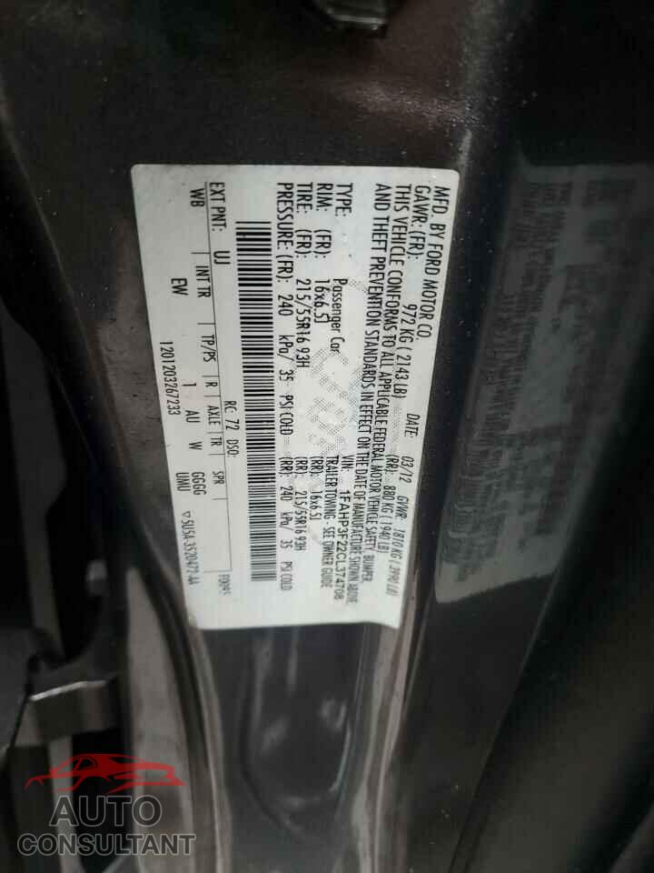 FORD FOCUS 2012 - 1FAHP3F22CL374708