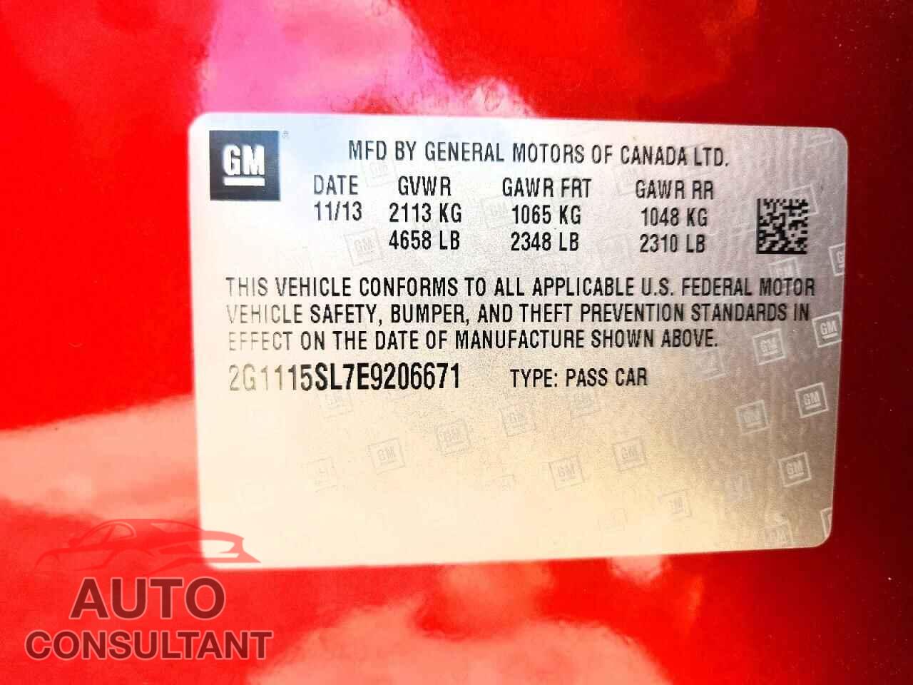 CHEVROLET IMPALA 2014 - 2G1115SL7E9206671