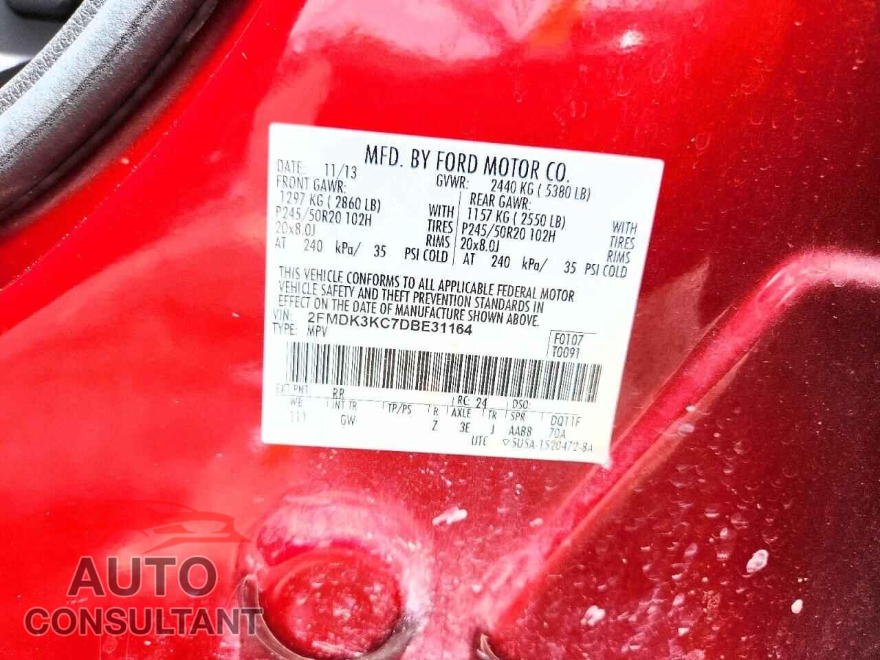 FORD EDGE 2013 - 2FMDK3KC7DBE31164