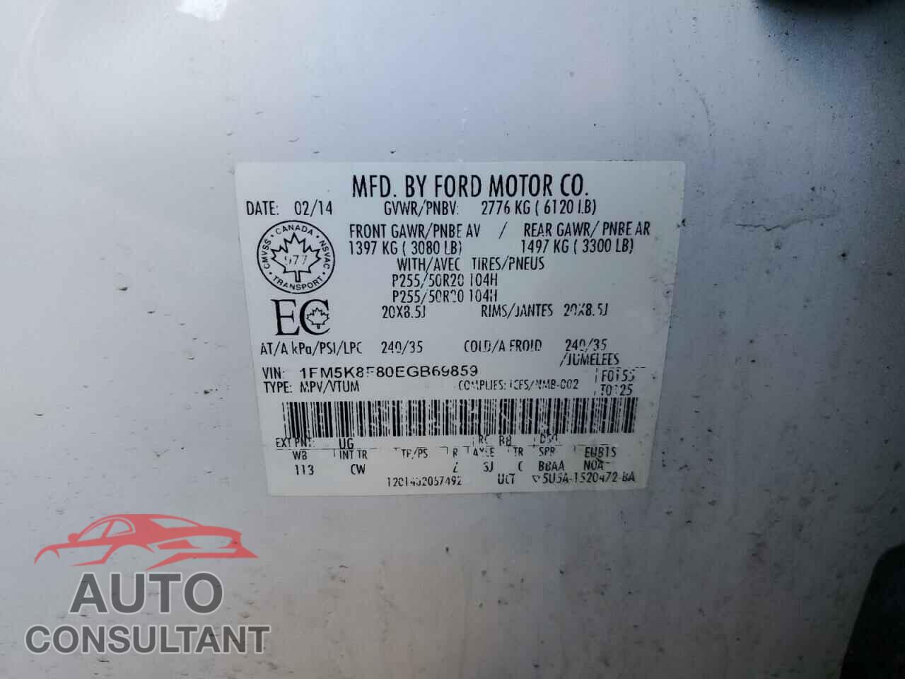 FORD EXPLORER 2014 - 1FM5K8F80EGB69859