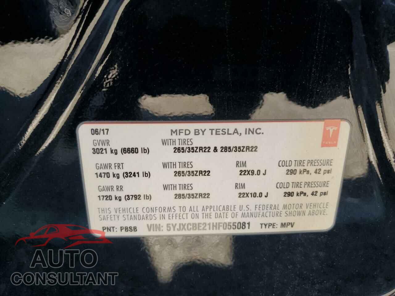 TESLA MODEL X 2017 - 5YJXCBE21HF055081