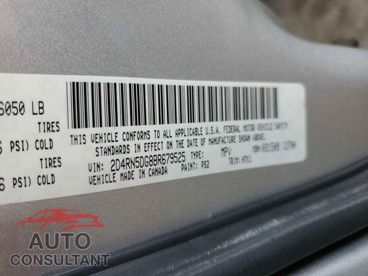 DODGE CARAVAN 2011 - 2D4RN5DG8BR679525