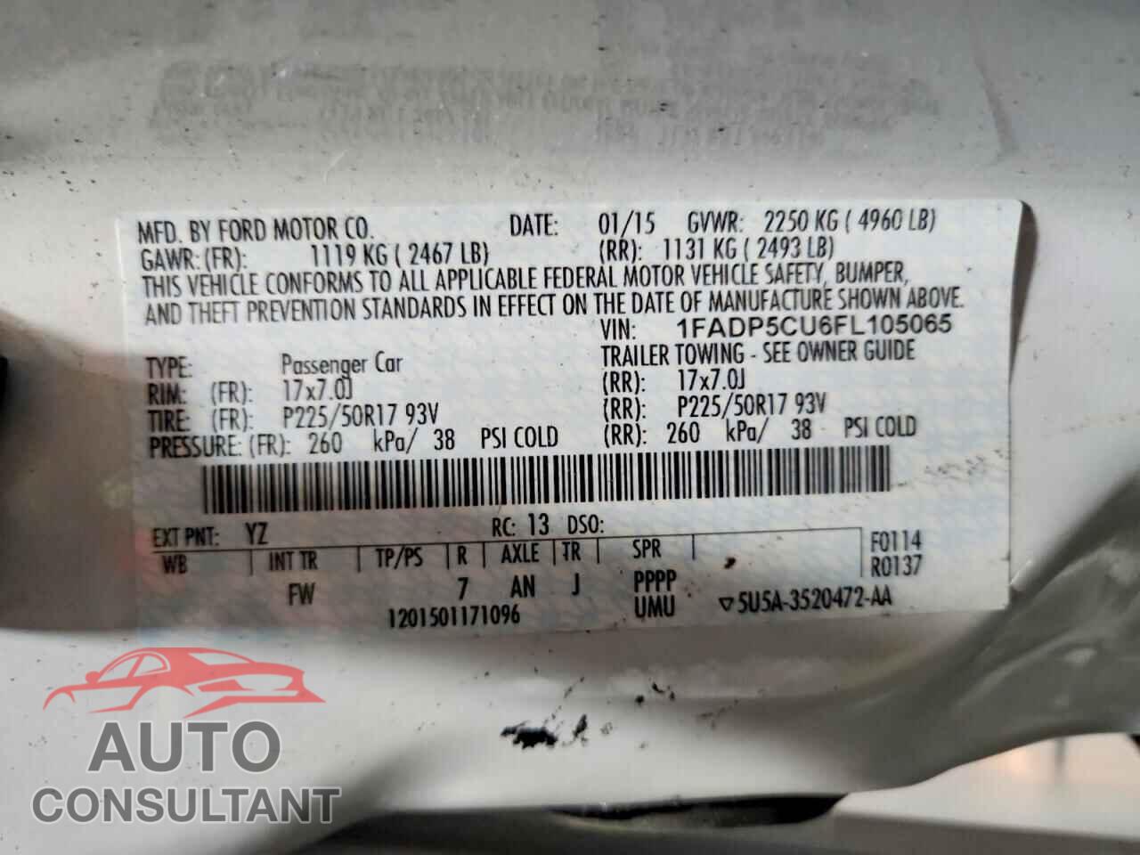 FORD CMAX 2015 - 1FADP5CU6FL105065