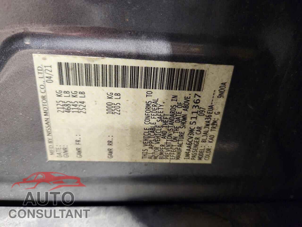 NISSAN MAXIMA 2021 - 1N4AA6CV3MC511367