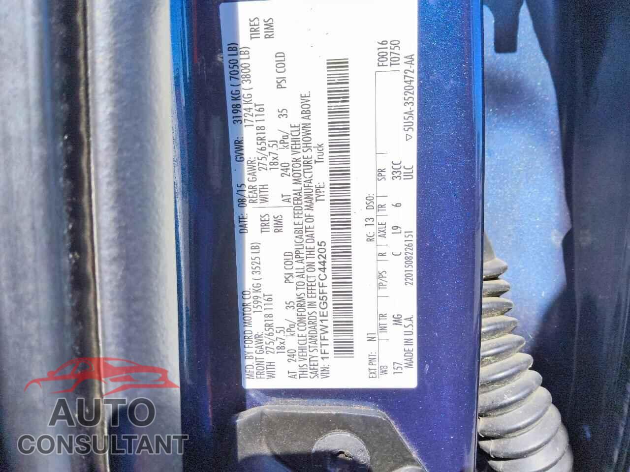 FORD F150 2015 - 1FTFW1EG5FFC44205