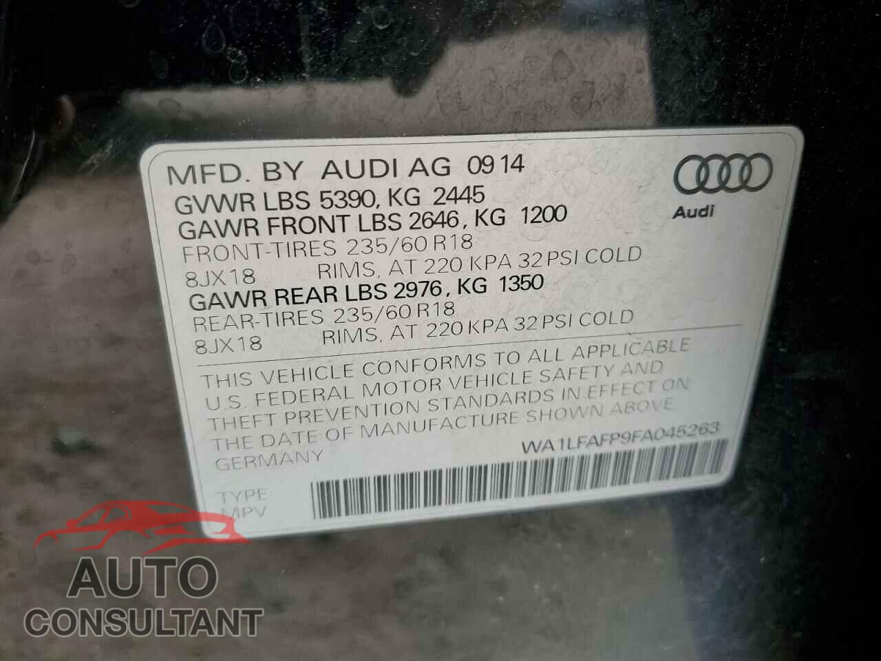 AUDI Q5 2015 - WA1LFAFP9FA045263