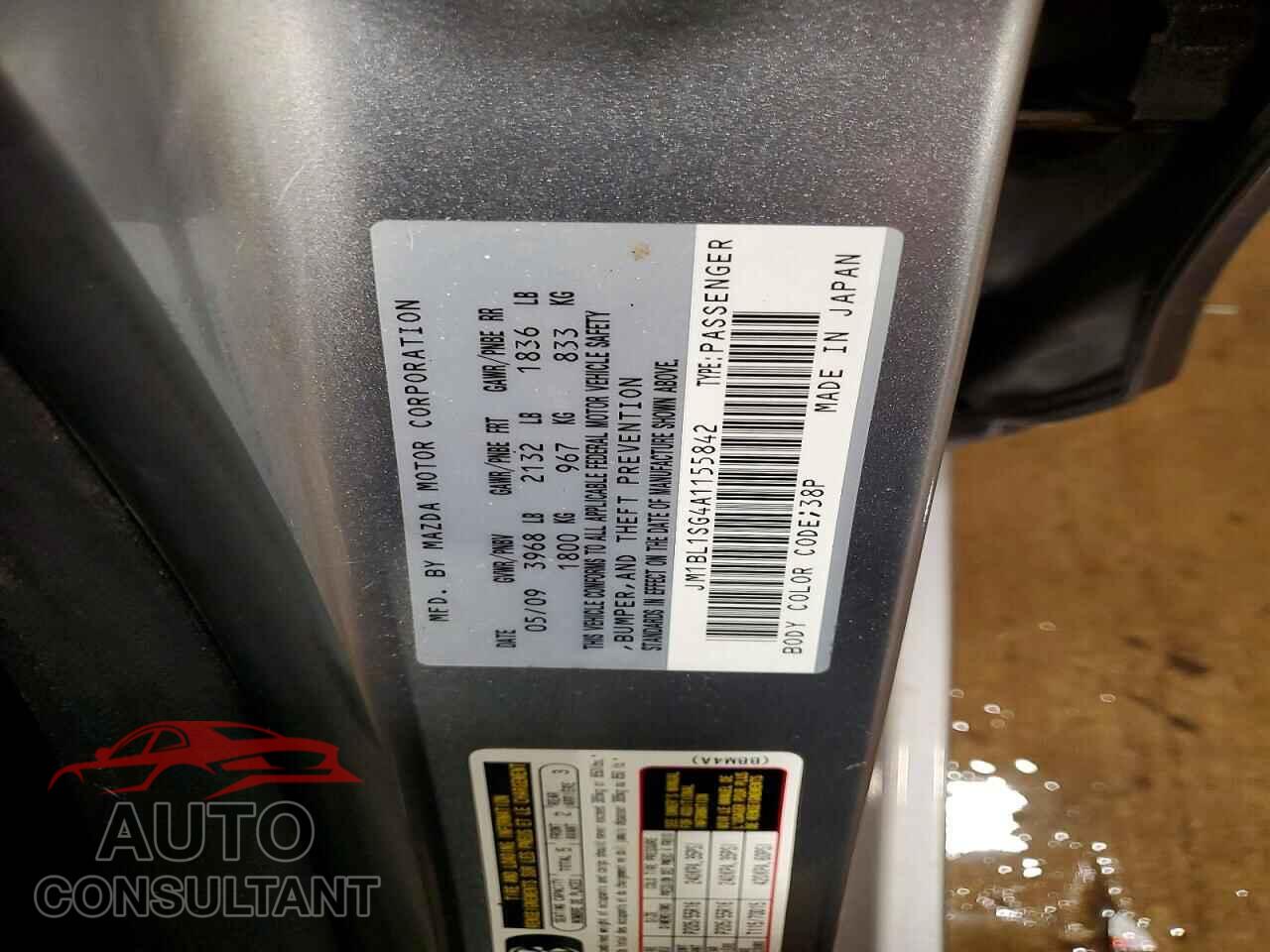 MAZDA 3 2010 - JM1BL1SG4A1155842