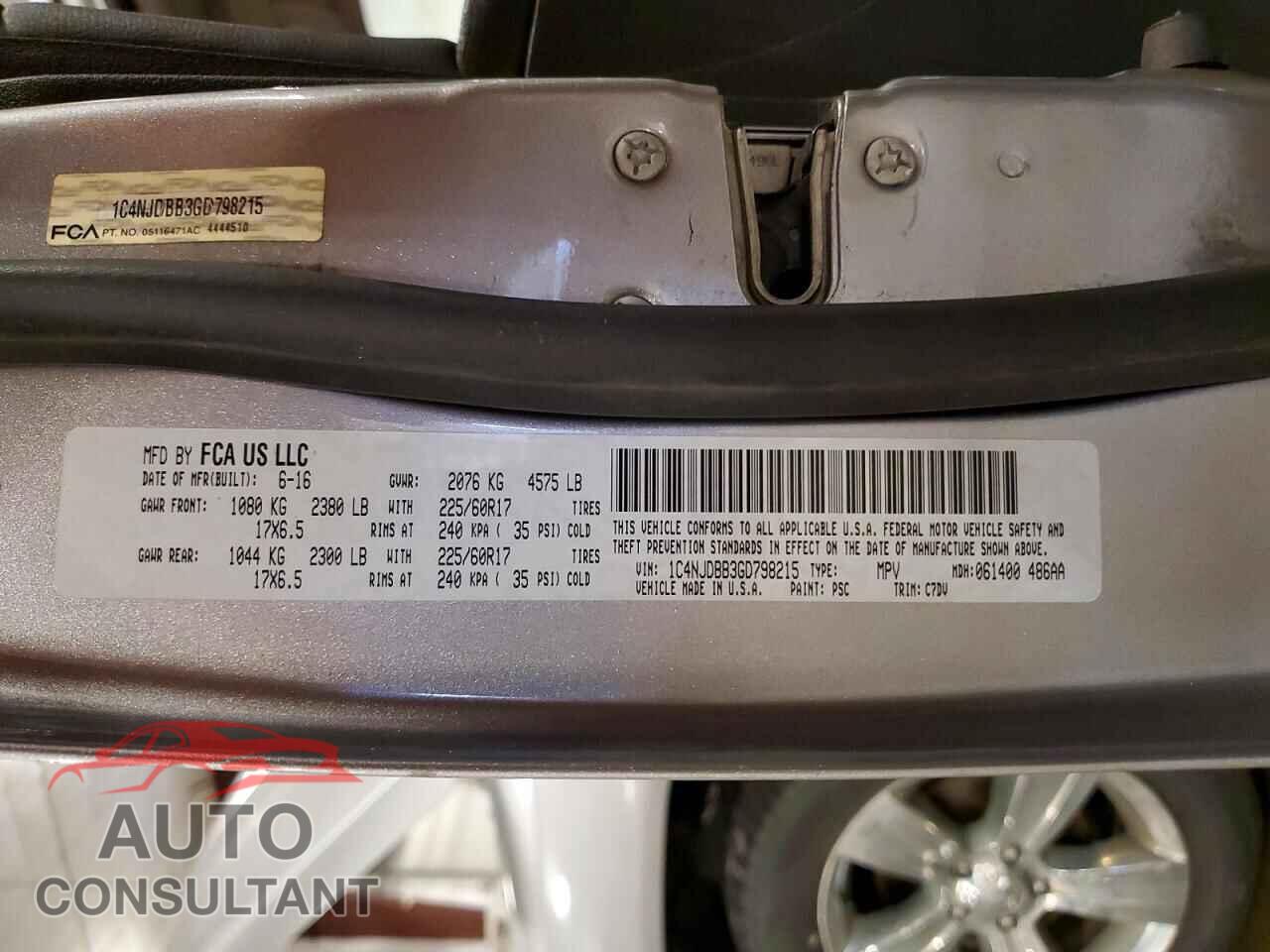 JEEP COMPASS 2016 - 1C4NJDBB3GD798215