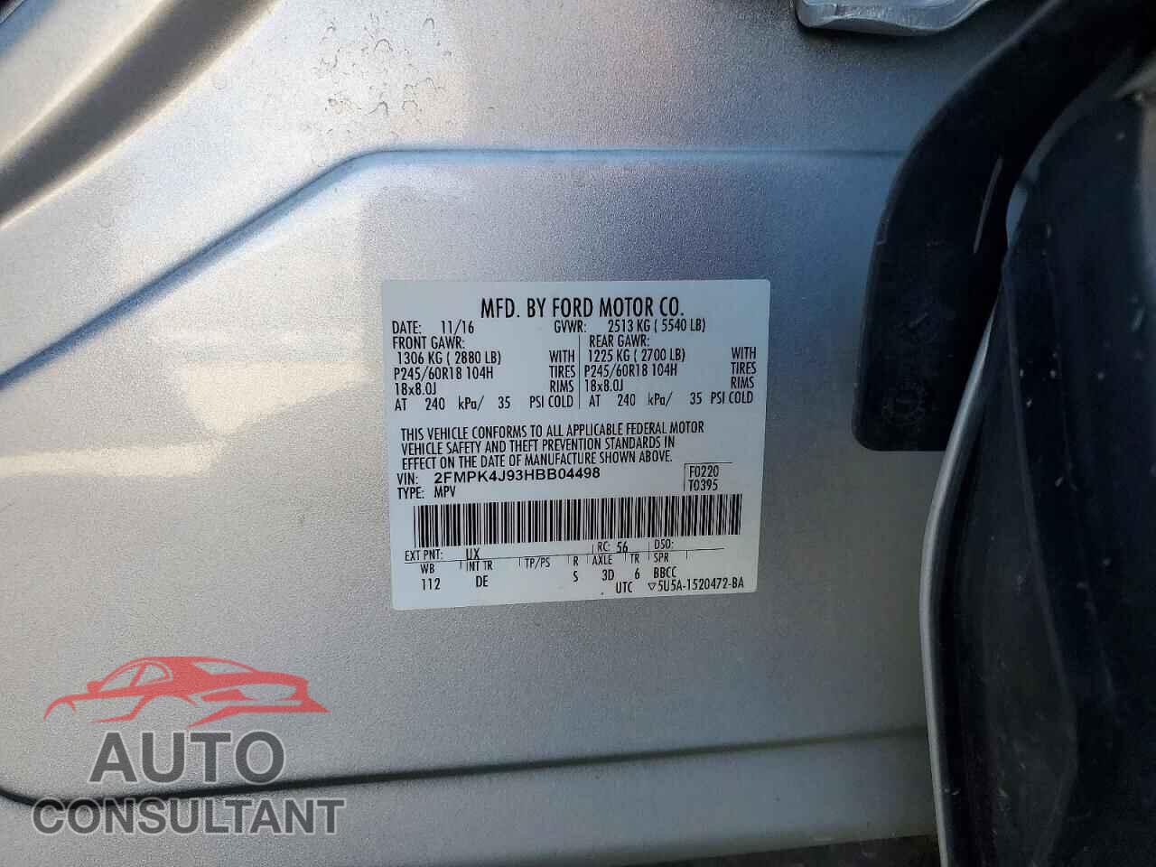 FORD EDGE 2017 - 2FMPK4J93HBB04498