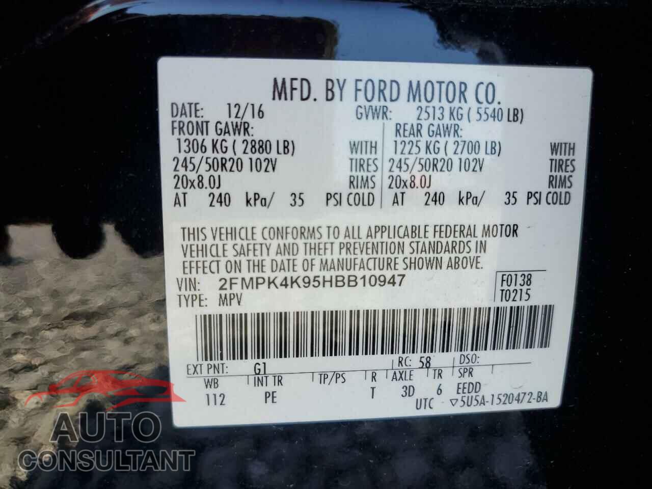 FORD EDGE 2017 - 2FMPK4K95HBB10947