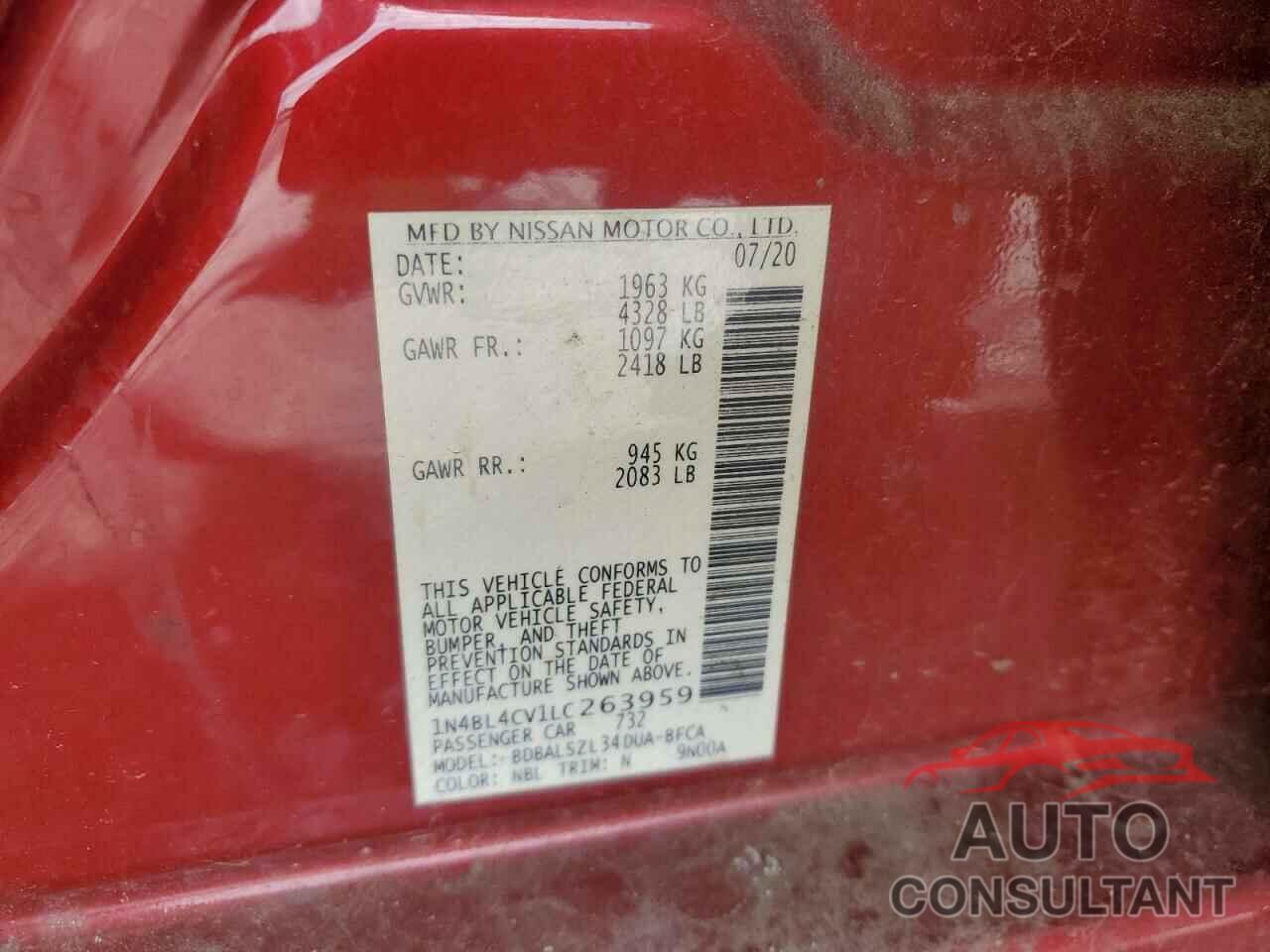 NISSAN ALTIMA 2020 - 1N4BL4CV1LC263959