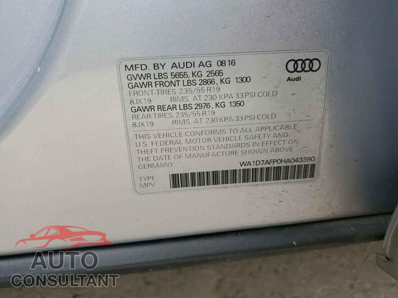 AUDI Q5 2017 - WA1D7AFP0HA043390