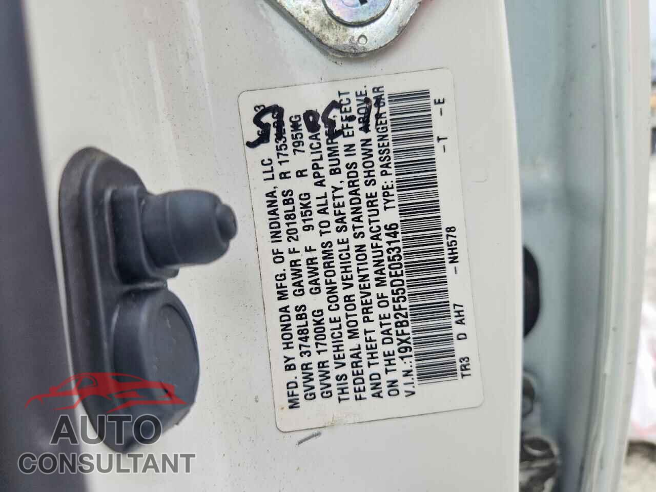 HONDA CIVIC 2013 - 19XFB2F55DE053146