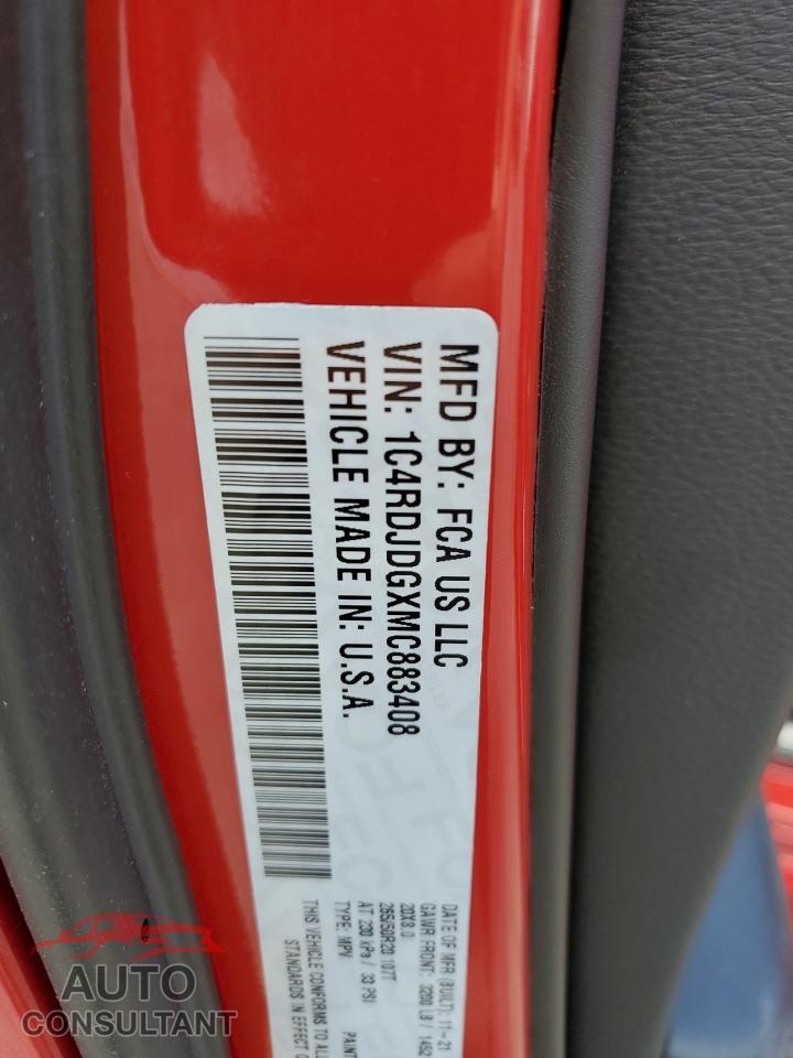 DODGE DURANGO 2021 - 1C4RDJDGXMC883408