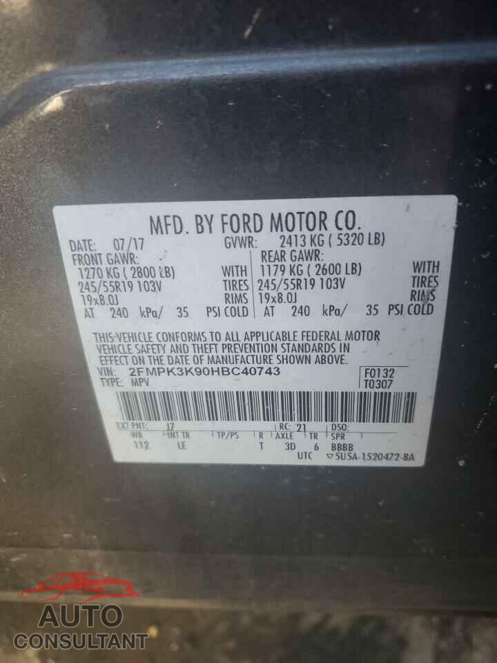 FORD EDGE 2017 - 2FMPK3K90HBC40743