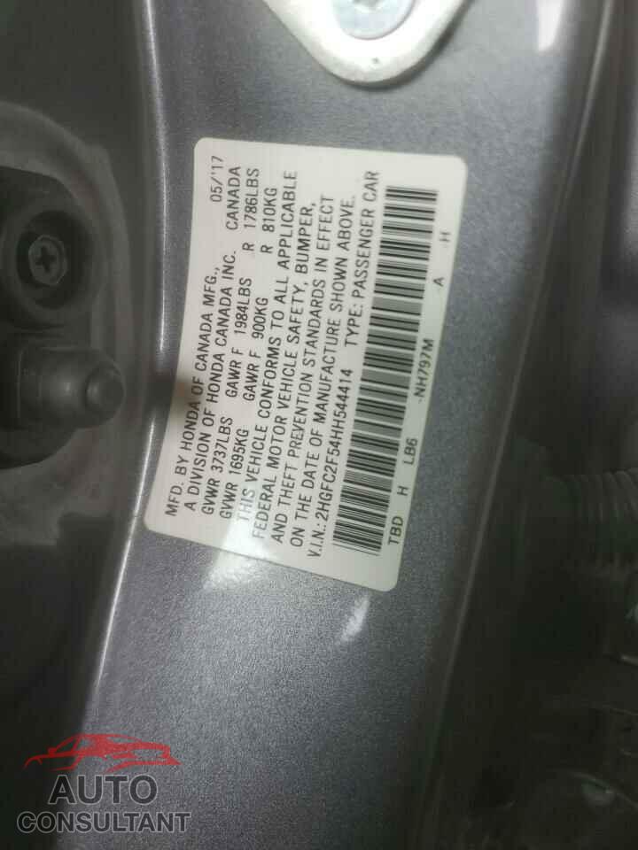 HONDA CIVIC 2017 - 2HGFC2F54HH544414