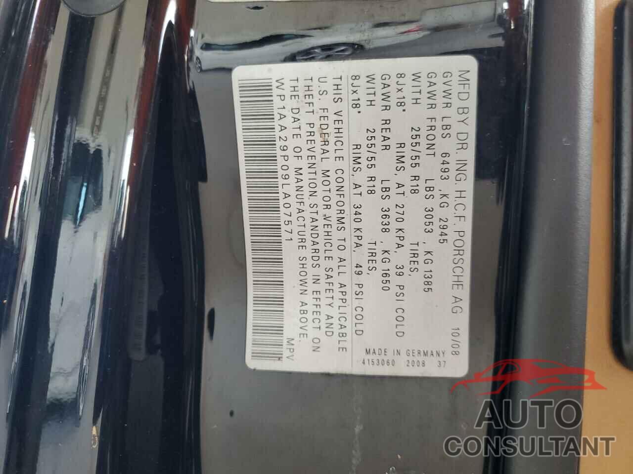 PORSCHE CAYENNE 2009 - WP1AA29P09LA07571