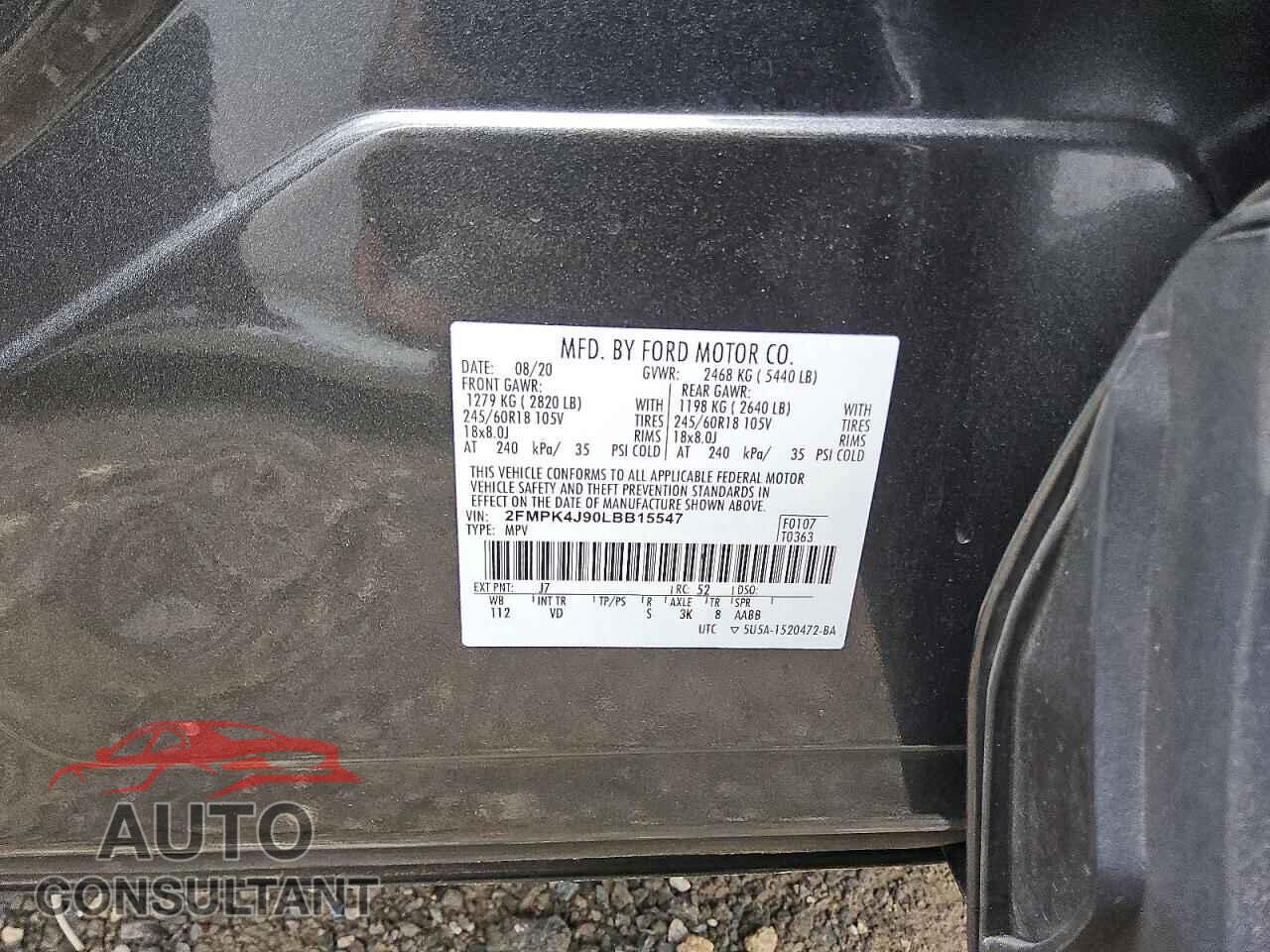 FORD EDGE 2020 - 2FMPK4J90LBB15547