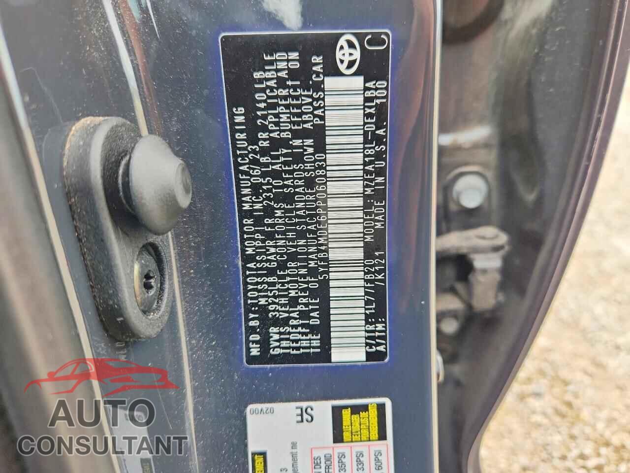 TOYOTA COROLLA 2023 - 5YFB4MDE6PP060830