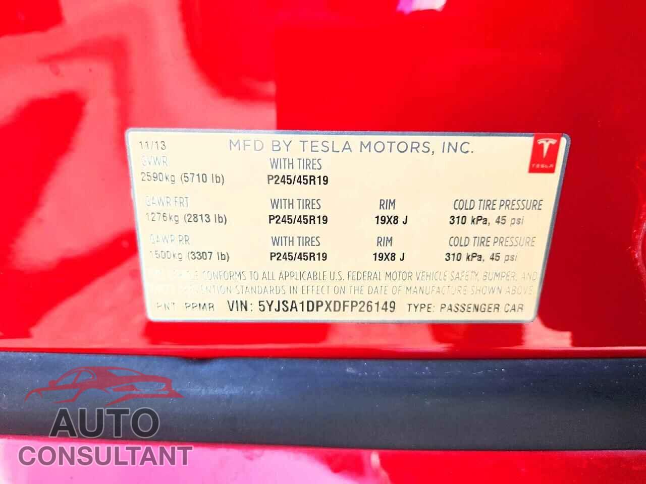 TESLA MODEL S 2013 - 5YJSA1DPXDFP26149