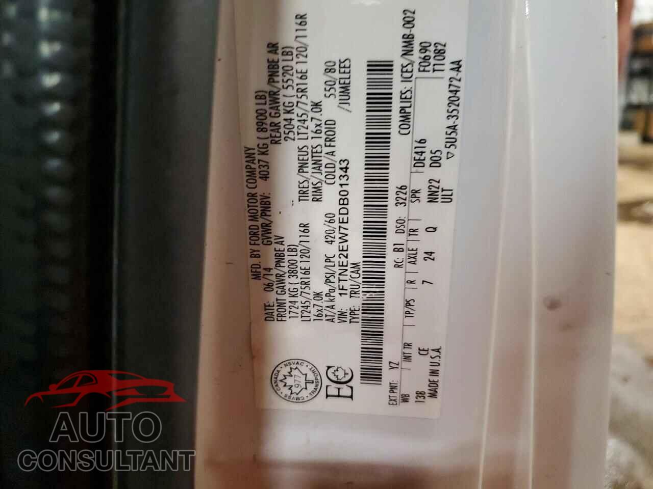 FORD ECONOLINE 2014 - 1FTNE2EW7EDB01343