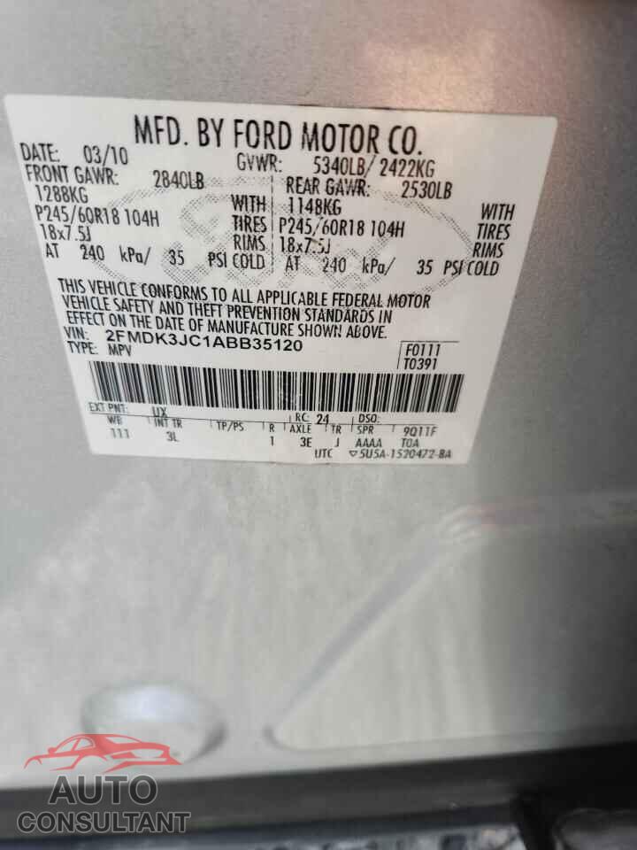 FORD EDGE 2010 - 2FMDK3JC1ABB35120
