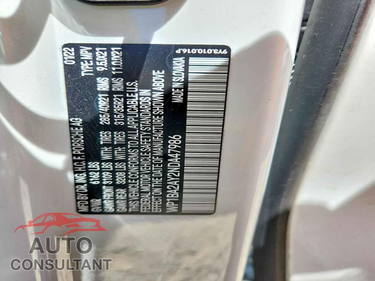 PORSCHE CAYENNE 2022 - WP1BA2AY2NDA47986
