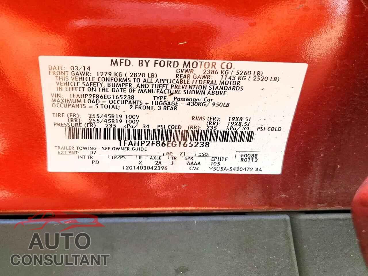 FORD TAURUS 2014 - 1FAHP2F86EG165238