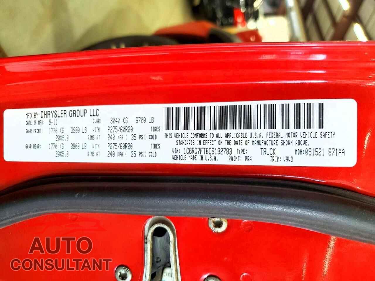 DODGE RAM 1500 2012 - 1C6RD7FT6CS132783