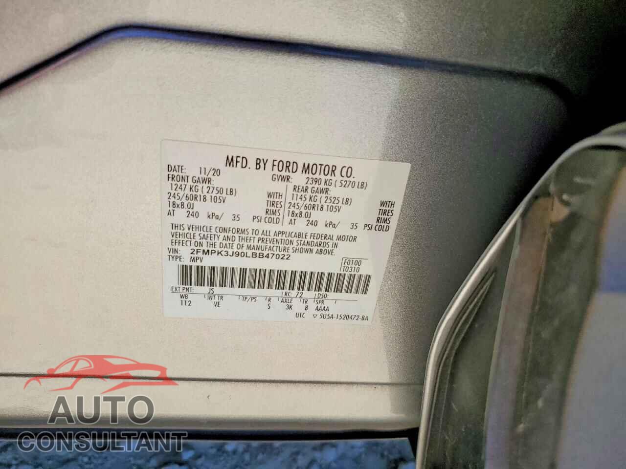 FORD EDGE 2020 - 2FMPK3J90LBB47022