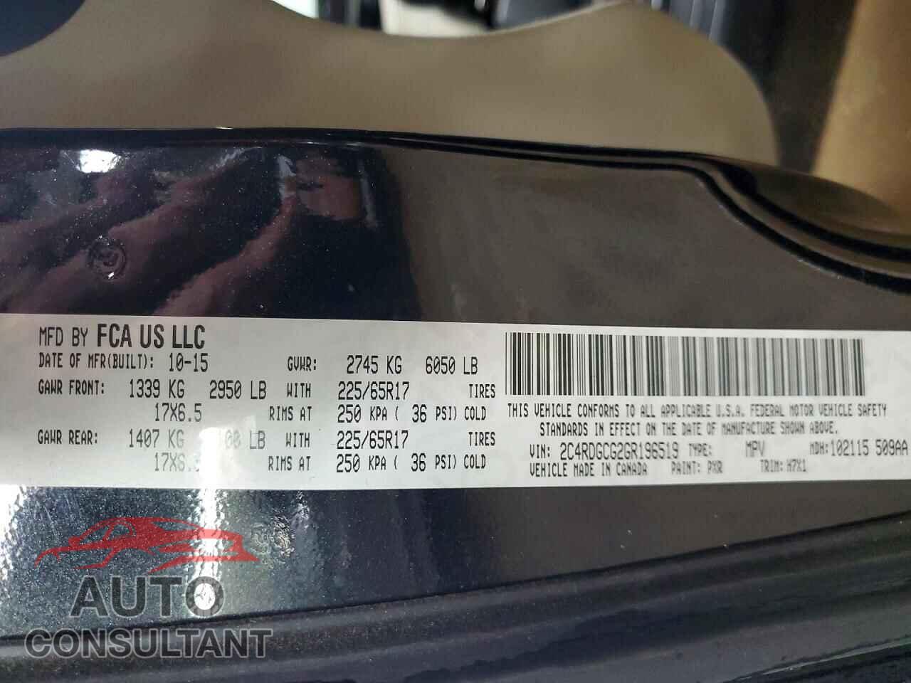 DODGE CARAVAN 2016 - 2C4RDGCG2GR196519