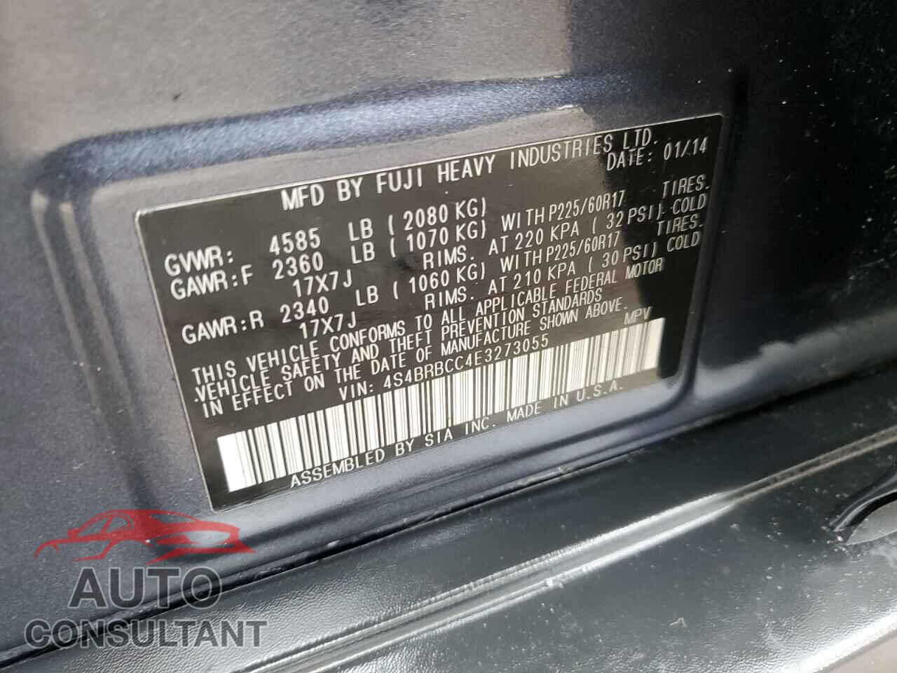 SUBARU OUTBACK 2014 - 4S4BRBCC4E3273055