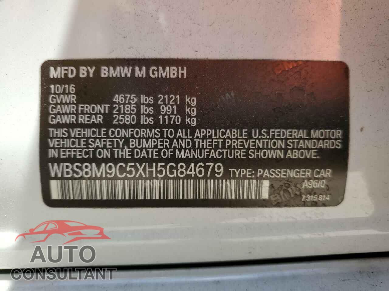 BMW M3 2017 - WBS8M9C5XH5G84679