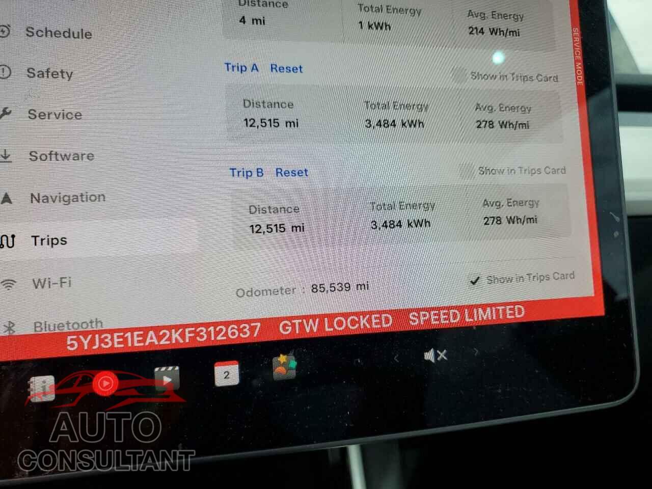 TESLA MODEL 3 2019 - 5YJ3E1EA2KF312637