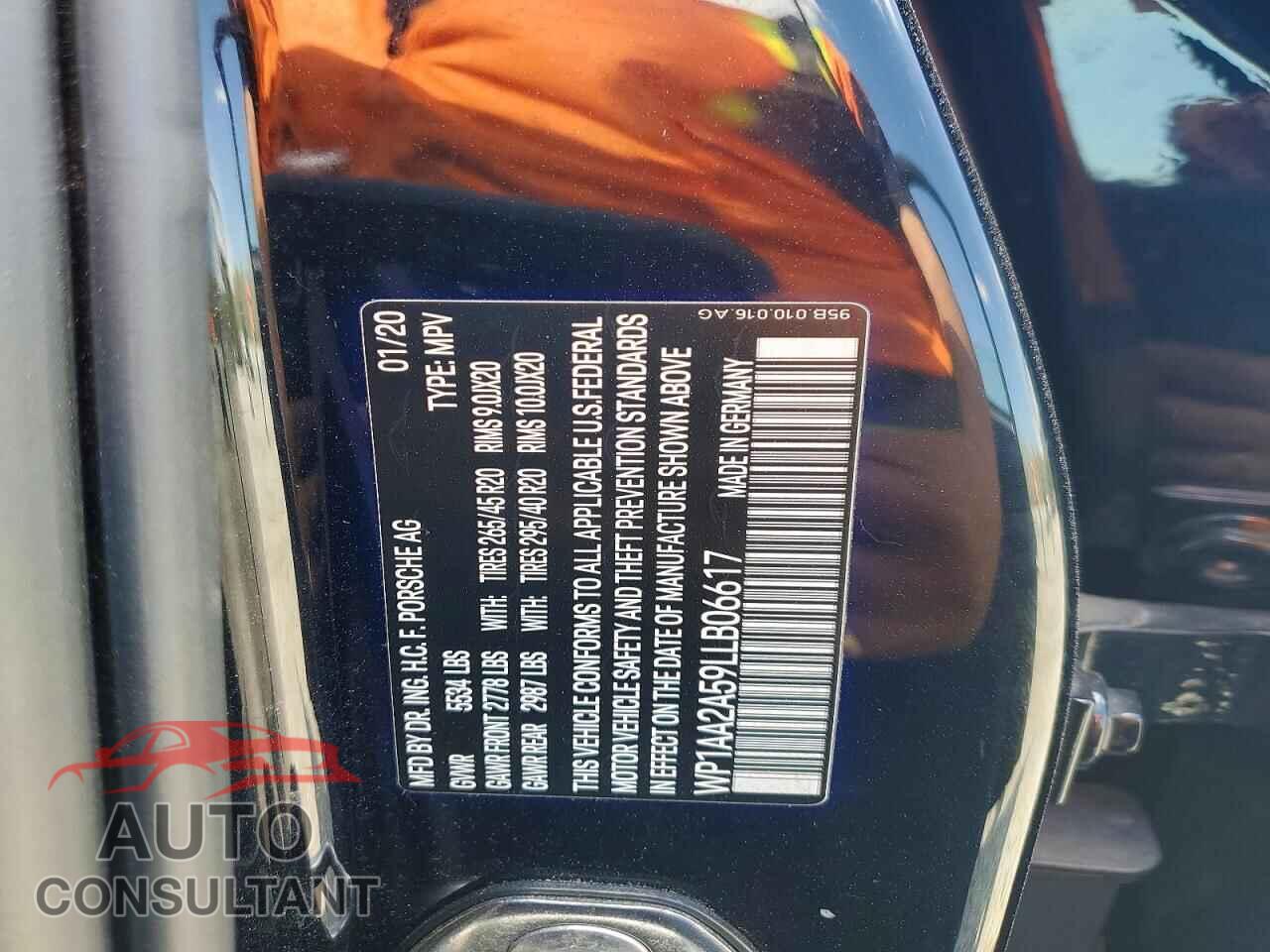 PORSCHE MACAN 2020 - WP1AA2A59LLB06617